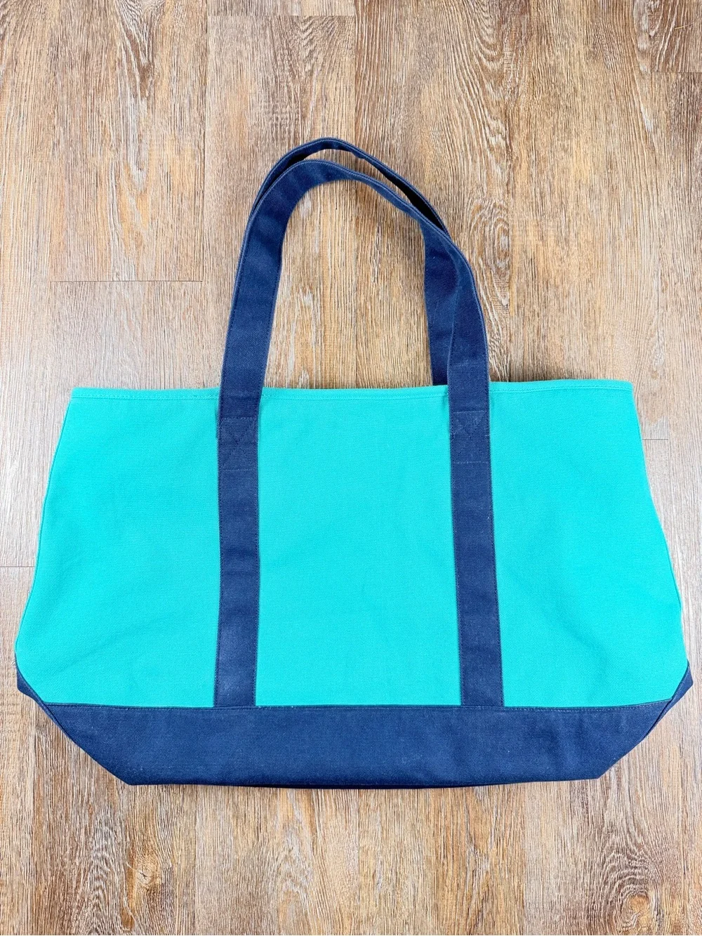 J.Crew Canvas Boat Tote Teal Navy Crab Embroidered Nautical NWT